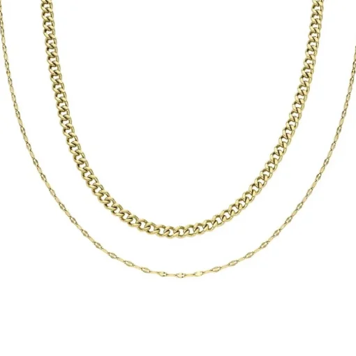 Coffret Deux Colliers Chaînes Femme FOSSIL SEASONAL Acier Doré
