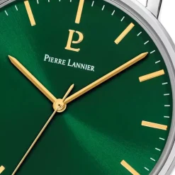 Coffret Homme PIERRE LANNIER ESSENTIAL Cadran Vert Bracelet Cuir Brun 386C171