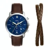 Coffret Montre Homme Neutra chronographe cuir marron FS6018SET