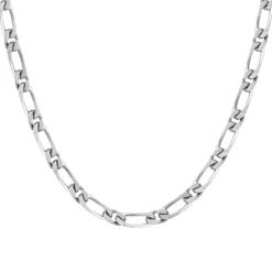 Collier Chaîne ARGENT 925/1000 Figaro Diamantée 6 mm