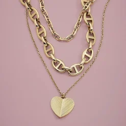 Collier Chaîne Femme FOSSIL HERITAGE D-LINK ANCRE Acier Doré