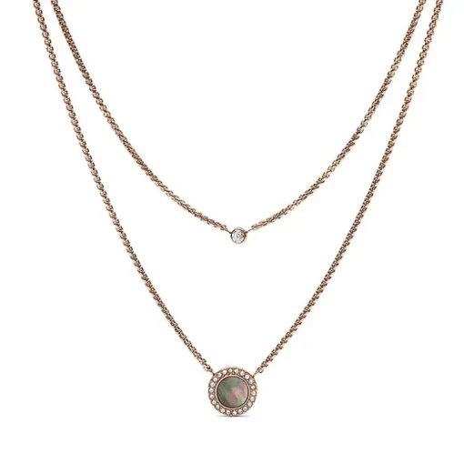 Collier double Femme Fossil disque nacré