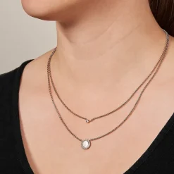 Collier double Femme Fossil disque nacré