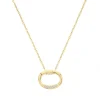 Collier femme anneau empierré EDORA PLAQUE OR et oxydes