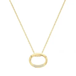 Collier femme anneau empierré EDORA PLAQUE OR et oxydes
