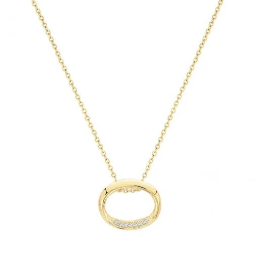 Collier femme anneau empierré EDORA PLAQUE OR et oxydes