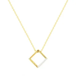 Collier femme carré EDORA PLAQUE OR et oxydes