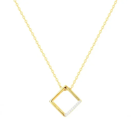 Collier femme carré EDORA PLAQUE OR et oxydes