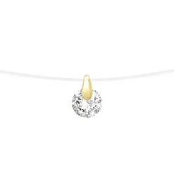 Collier Femme Câble Nylon et Or 375/1000 Jaune et Oxyde