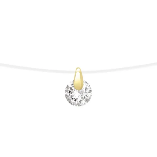 Collier Femme Câble Nylon et Or 375/1000 Jaune et Oxyde