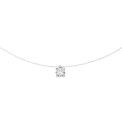 Collier Femme Câble Nylon et Or 375/1000 Blanc et Diamants