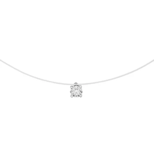 Collier Femme Câble Nylon et Or 375/1000 Blanc et Diamants