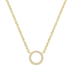 Collier Femme Cercle PLAQUE OR Jaune et Oxydes