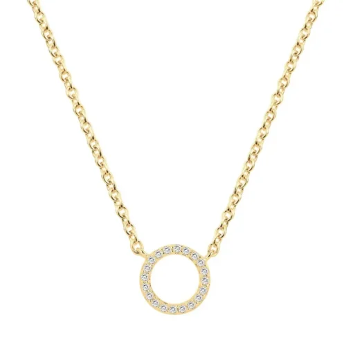 Collier Femme Cercle PLAQUE OR Jaune et Oxydes
