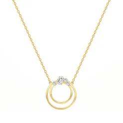 Collier femme cercles empierré EDORA PLAQUE OR et oxydes