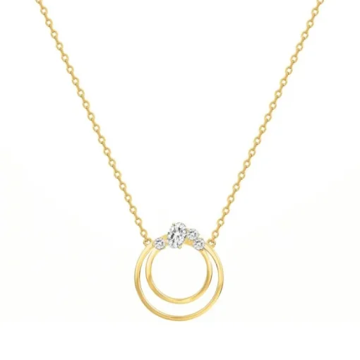Collier femme cercles empierré EDORA PLAQUE OR et oxydes