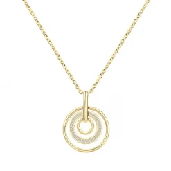 Collier femme cercles empierrés EDORA PLAQUE OR et oxydes