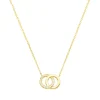 Collier Femme Cercles PLAQUE OR Jaune et Oxydes