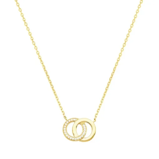 Collier Femme Cercles PLAQUE OR Jaune et Oxydes
