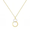 Collier Femme Cercles PLAQUE OR Bicolore et Oxydes