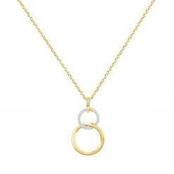 Collier Femme Cercles PLAQUE OR Bicolore et Oxydes