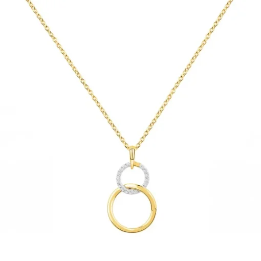 Collier Femme Cercles PLAQUE OR Bicolore et Oxydes