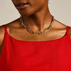 Collier Femme Chaine FOSSIL Heritage D-Link Acier Doré JF04102710