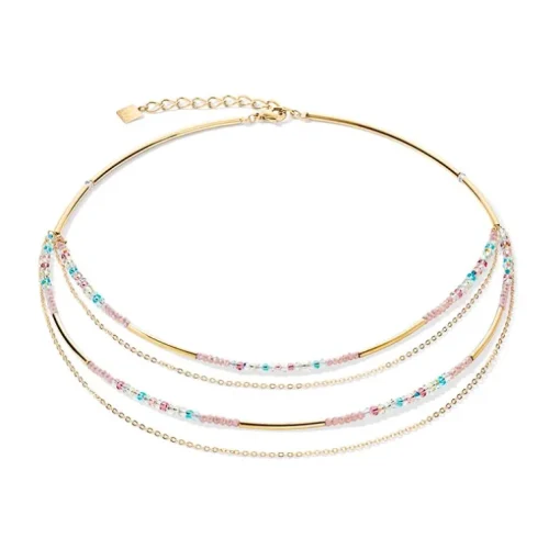 Collier Femme COEUR DE LION WATERFALL DELICATE OR MULTICOLOR PASTELL ROMANTIC Acier inoxydable