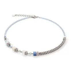 Collier Femme COEUR DE LION GEOCUBE PRECIOUS FUSION CHUNKY CHAIN BLEU CLAIR Acier inoxydable