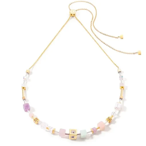 Collier Femme COEUR DE LION GEOCUBE PRECIOUS & SLIDER CLOSURE MULTICOLORE PASTEL Acier inoxydable