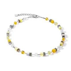 Collier Femme COEUR DE LION GEOCUBE® ICONIC JOYFUL COLOURS JAUNE Acier Inoxydable