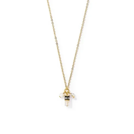 Collier Femme COEUR DE LION SMALL GUARDIAN BLANC Acier Doré