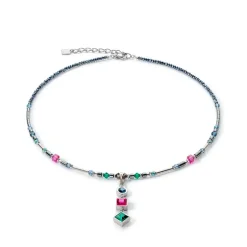 Collier Femme COEUR DE LION BRILLIANT SQUARE TRILOGY INTERCHANGEABLE PENDANT MULTICOLORE WINTER Acier inoxydable