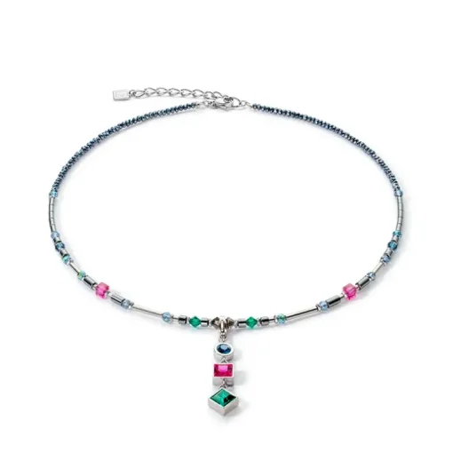 Collier Femme COEUR DE LION BRILLIANT SQUARE TRILOGY INTERCHANGEABLE PENDANT MULTICOLORE WINTER Acier inoxydable