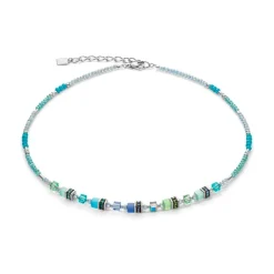 Collier Femme COEUR DE LION CUBE STORY SPARKLING BLEU-VERTE Acier inoxydable