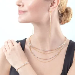 Collier Femme COEUR DE LION WATERFALL DELICATE OR MULTICOLOR PASTELL ROMANTIC Acier inoxydable
