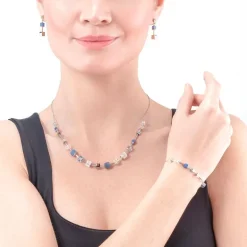 Collier Femme COEUR DE LION GEOCUBE PRECIOUS FUSION CHUNKY CHAIN BLEU CLAIR Acier inoxydable