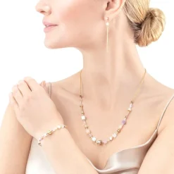 Collier Femme COEUR DE LION GEOCUBE PRECIOUS & SLIDER CLOSURE MULTICOLORE PASTEL Acier inoxydable