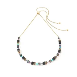 Collier Femme COEUR DE LION GEOCUBE® ICONIC NATURE CHAIN NOIR MULTICOLORE Acier Doré