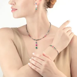 Collier Femme COEUR DE LION BRILLIANT SQUARE TRILOGY INTERCHANGEABLE PENDANT MULTICOLORE WINTER Acier inoxydable