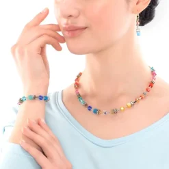 Collier Femme COEUR DE LION GEOCUBE® ICONIC CLASSIC MULTICOLORE Acier Doré