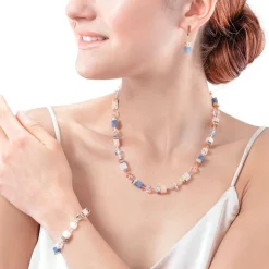 Collier Femme COEUR DE LION GEOCUBE ICONIC PRECIOUS BLEU CLAIR Acier inoxydable