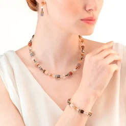 Collier Femme COEUR DE LION GEOCUBE ICONIC PRECIOUS BRUN Acier inoxydable