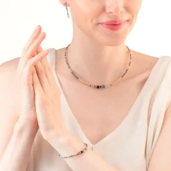 Collier Femme COEUR DE LION CUBE STORY MINIMALISTIC SPARKLING GRIS Acier inoxydable
