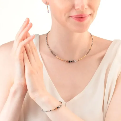 Collier Femme COEUR DE LION CUBE STORY MINIMALISTIC SPARKLING GRIS Acier inoxydable