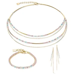 Collier Femme COEUR DE LION WATERFALL DELICATE OR MULTICOLOR PASTELL ROMANTIC Acier inoxydable