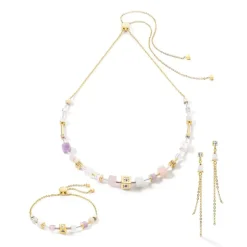 Collier Femme COEUR DE LION GEOCUBE PRECIOUS & SLIDER CLOSURE MULTICOLORE PASTEL Acier inoxydable