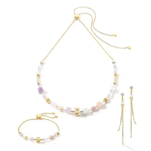 Collier Femme COEUR DE LION GEOCUBE PRECIOUS & SLIDER CLOSURE MULTICOLORE PASTEL Acier inoxydable
