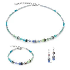 Collier Femme COEUR DE LION CUBE STORY SPARKLING BLEU-VERTE Acier inoxydable