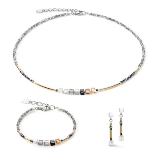 Collier Femme COEUR DE LION CUBE STORY MINIMALISTIC SPARKLING GRIS Acier inoxydable